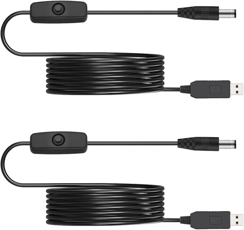 Lenink 12V USB Power Adapter Cord for Baby Car Camera with Inline Switch, 2 Packs 5V to DC 12V Voltage Step Up Converter Boost Cable for Powering Dash Cam, GPS, Router, Small Devices - Image 1
